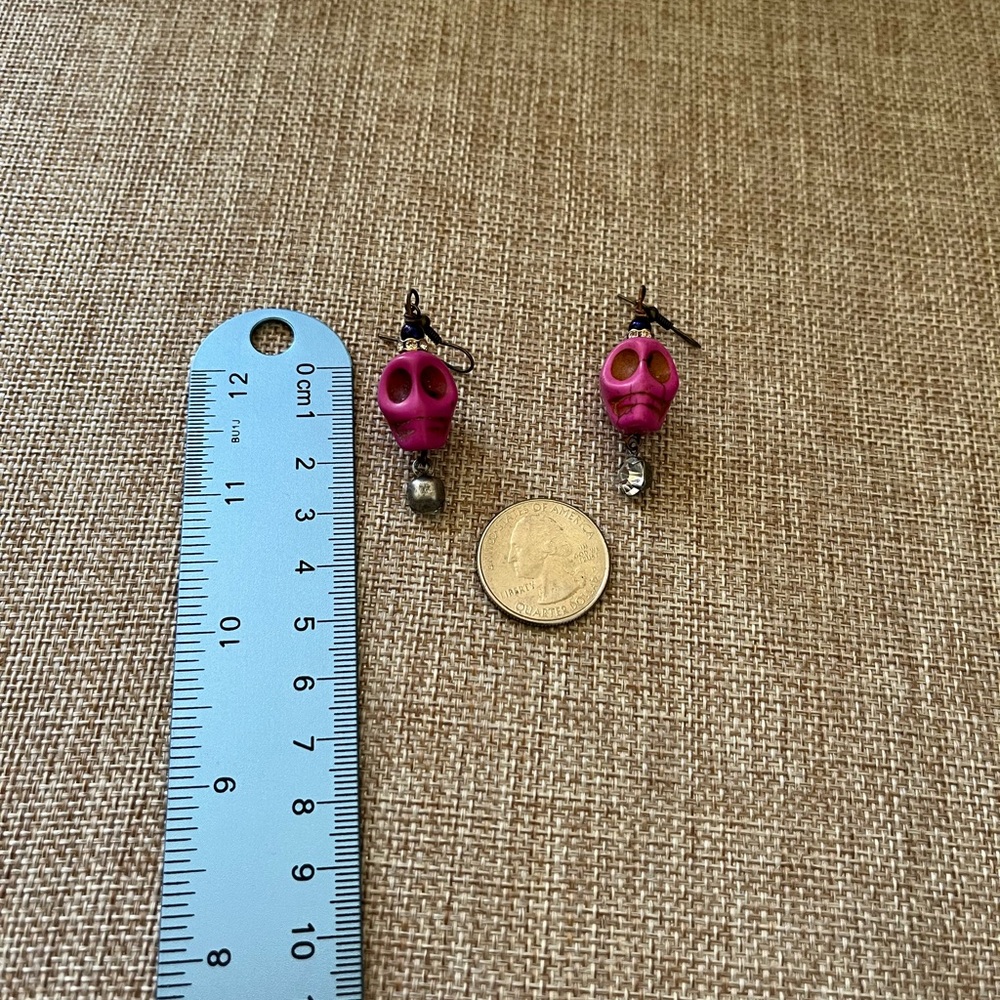 Pink Skull Earrings - Picture 4 of 5